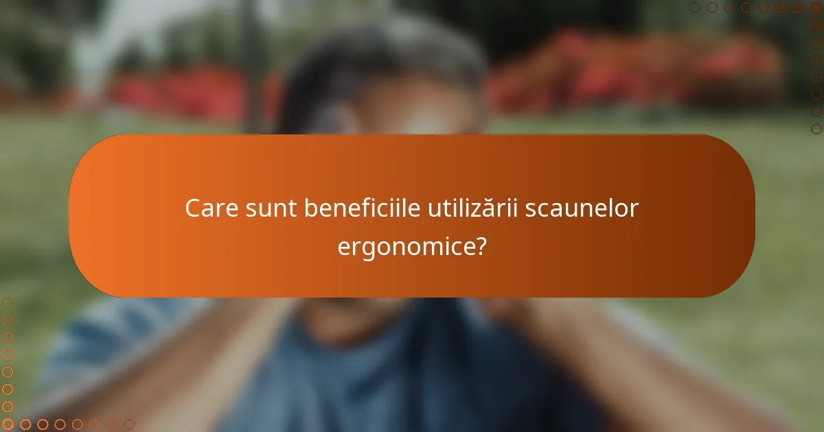 Care sunt beneficiile utilizării scaunelor ergonomice?
