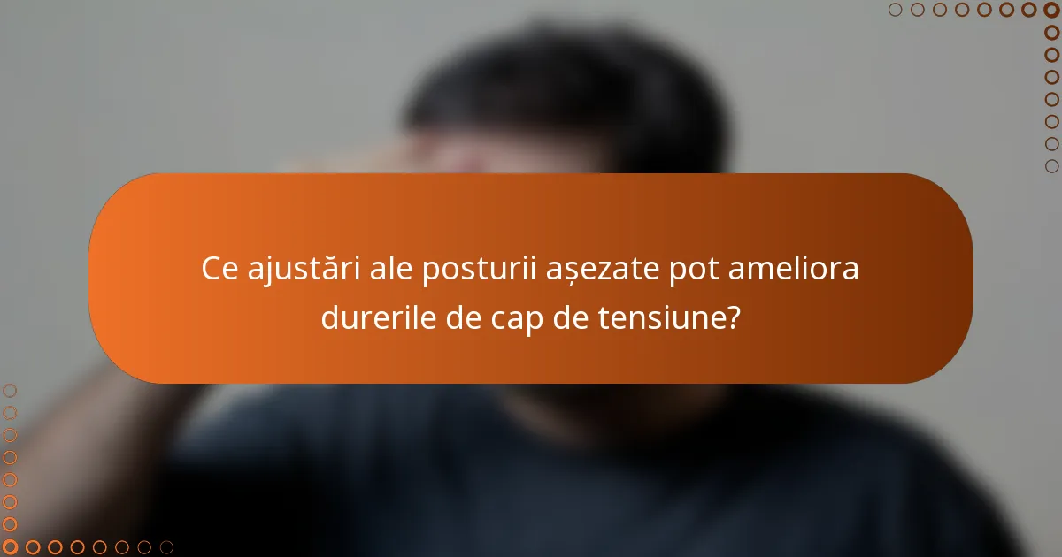 Ce ajustări ale posturii așezate pot ameliora durerile de cap de tensiune?
