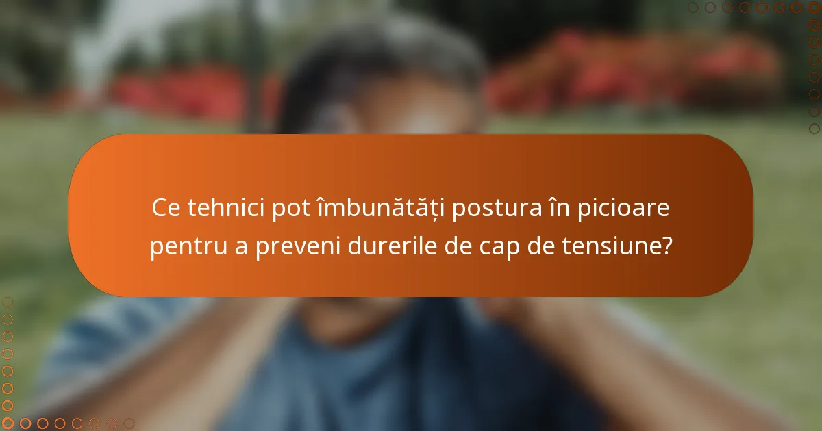 Ce tehnici pot îmbunătăți postura în picioare pentru a preveni durerile de cap de tensiune?