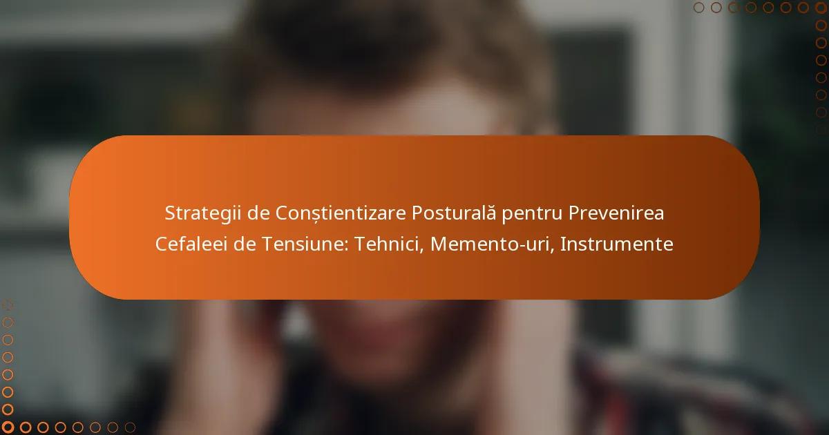 Strategii de Conștientizare Posturală pentru Prevenirea Cefaleei de Tensiune: Tehnici, Memento-uri, Instrumente
