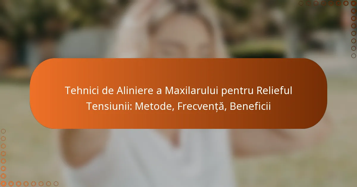 Tehnici de Aliniere a Maxilarului pentru Relieful Tensiunii: Metode, Frecvență, Beneficii